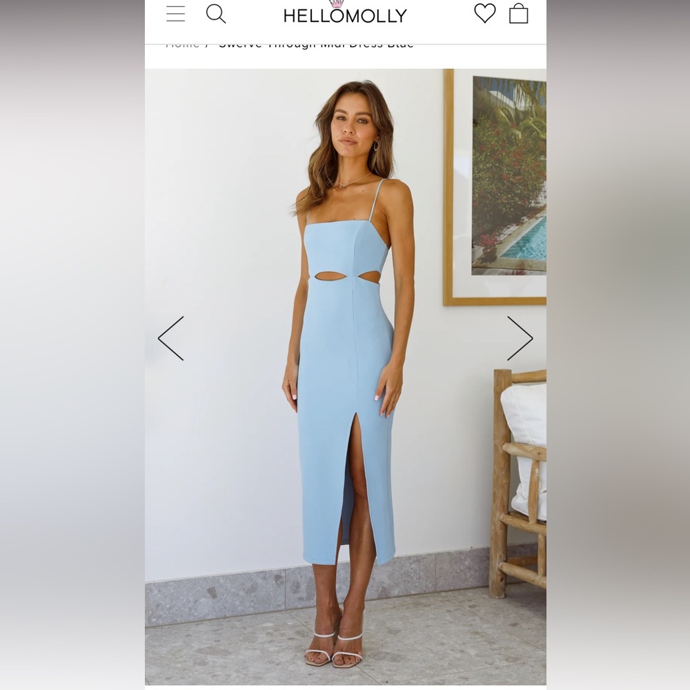 NWT HELLO MOLLY Swerve Through Midi Dress in Blue Size 4